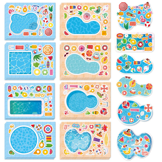 Aowplc pool sticker scenes on 32 sheets for creative, mess-free playtime.