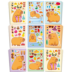 Aowplc Capybara Make-a-Face sheet close-up of eyes and mouths for mess-free party crafts.