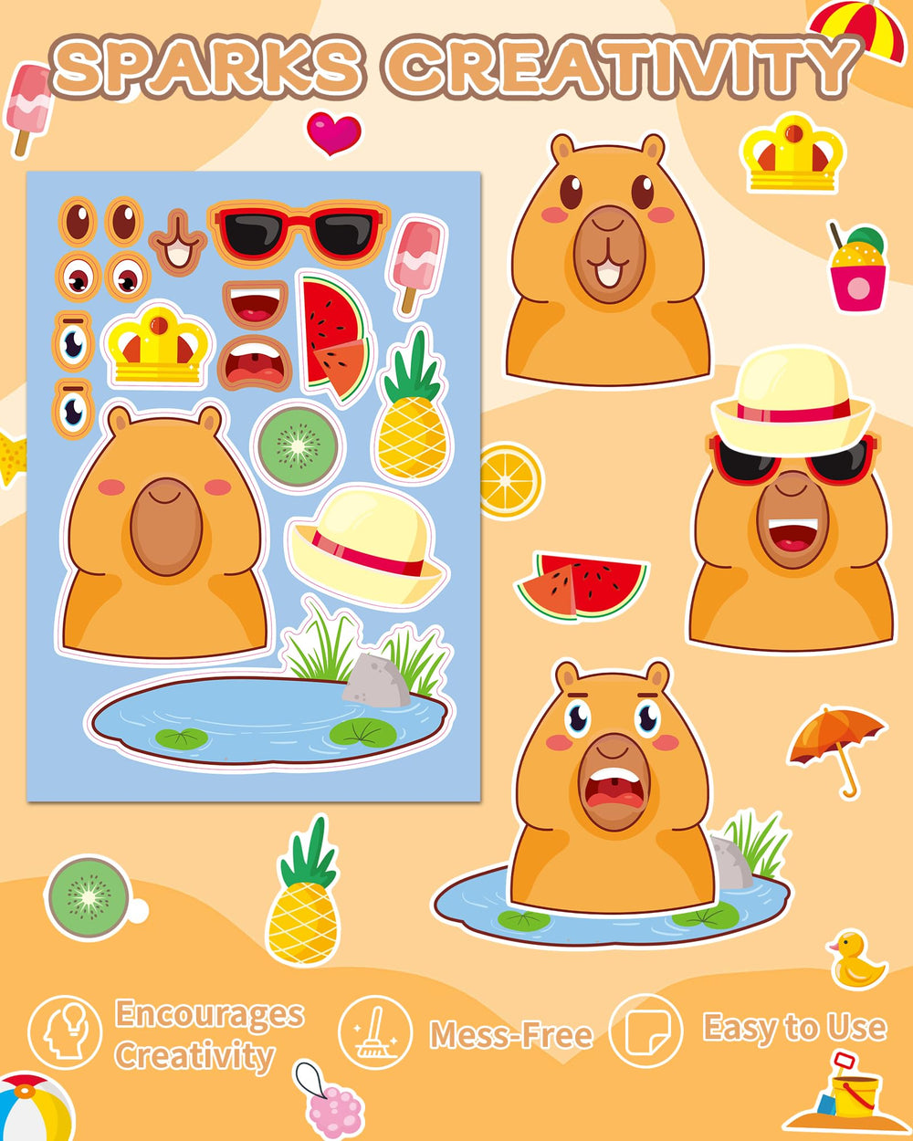 Aowplc Capybara sticker pack for gift wrap and favor tags.