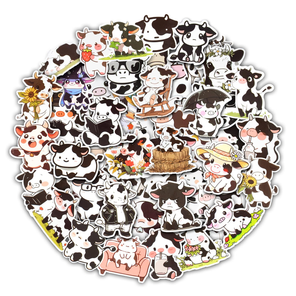 Aowplc cow stickers 50-unique-designs for bottles and laptops.