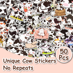 Aowplc cow stickers glossy-laminate-finish enhances vivid color on gear.