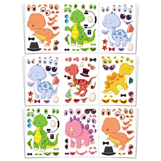 Aowplc dinosaur sticker sheet with six designs for creative play and party favors.