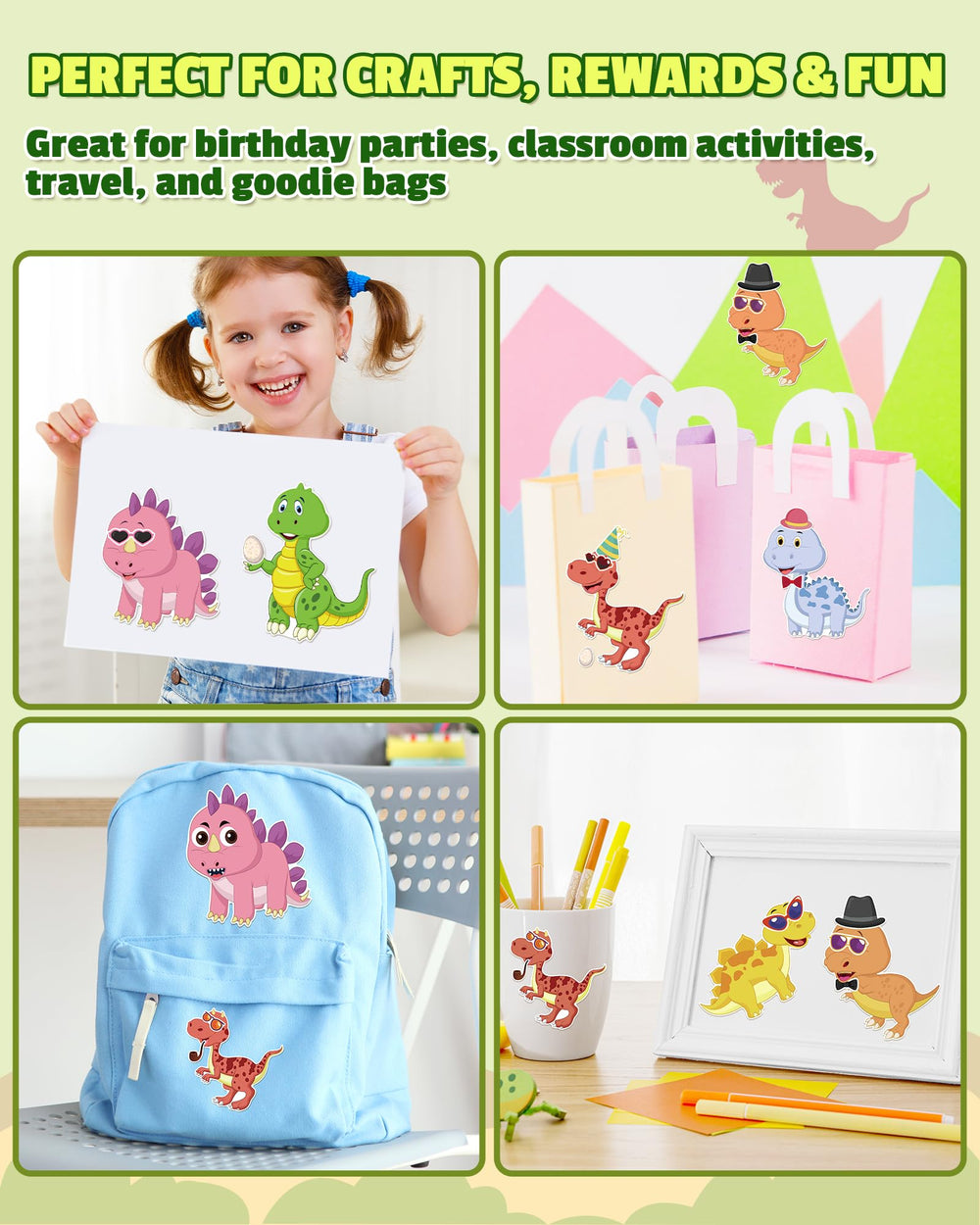 Aowplc dinosaur sticker sheets as party favors and gifts.