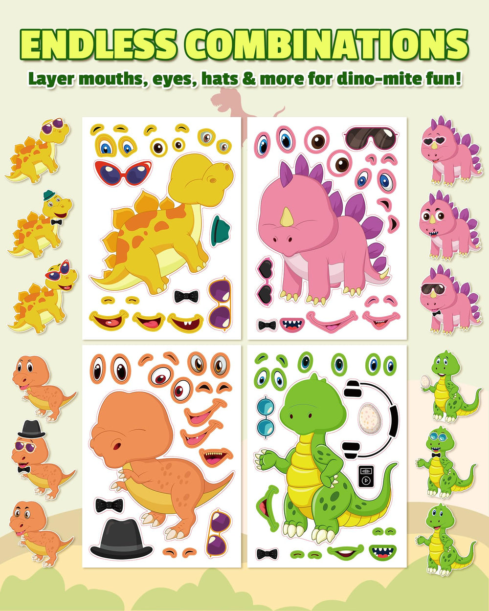 Aowplc dinosaur sticker set supports storytelling and creativity.