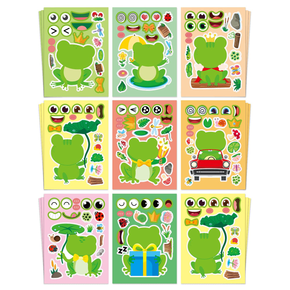 Aowplc frog make-a-face stickers—eight designs for endless mix-and-match creativity.