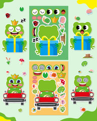 Aowplc frog make-a-face stickers—peel-and-stick activity for independent creativity.