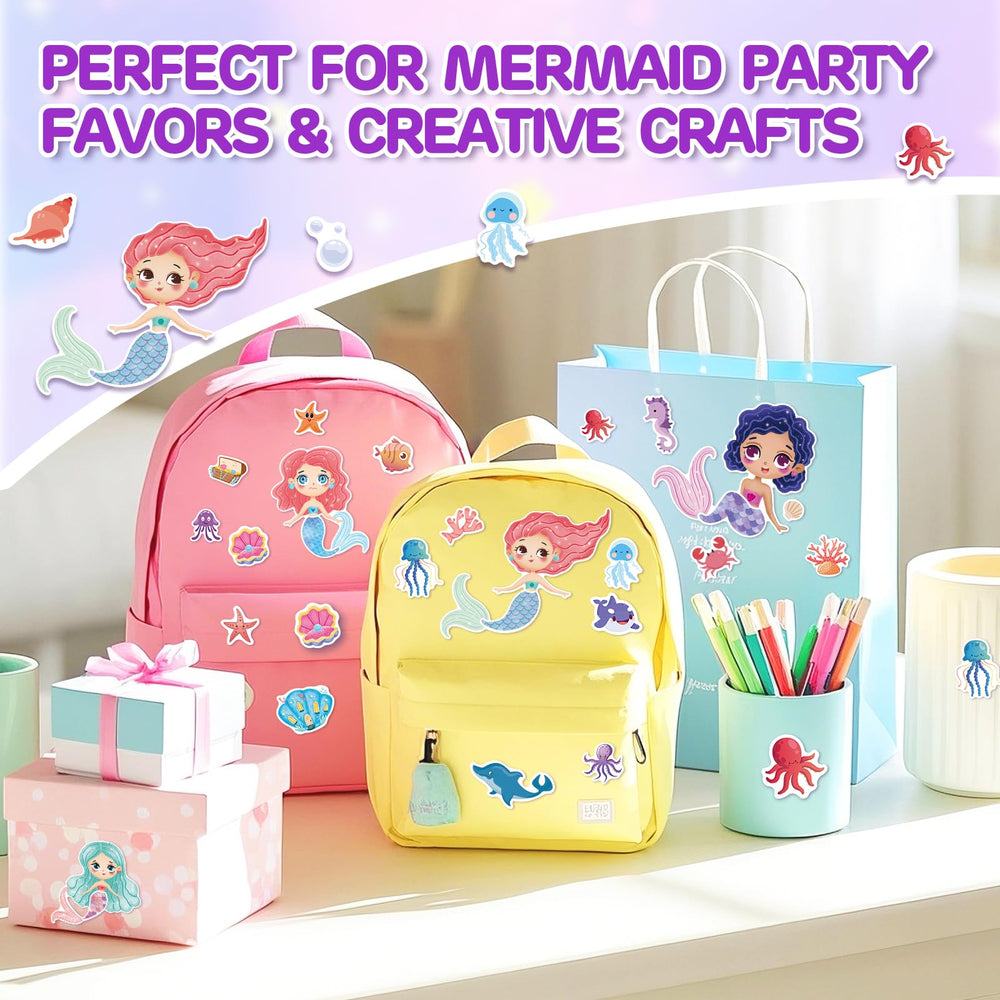 Aowplc Mermaid Make-A-Face sheet 6 suits birthday party activities and group fun.