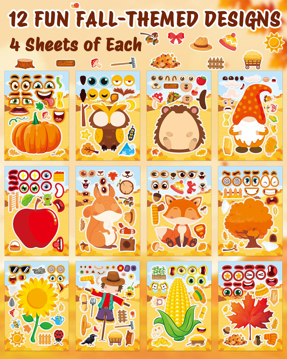 Aowplc pumpkin face stickers: cheerful pumpkin designs for parties and DIY crafts.