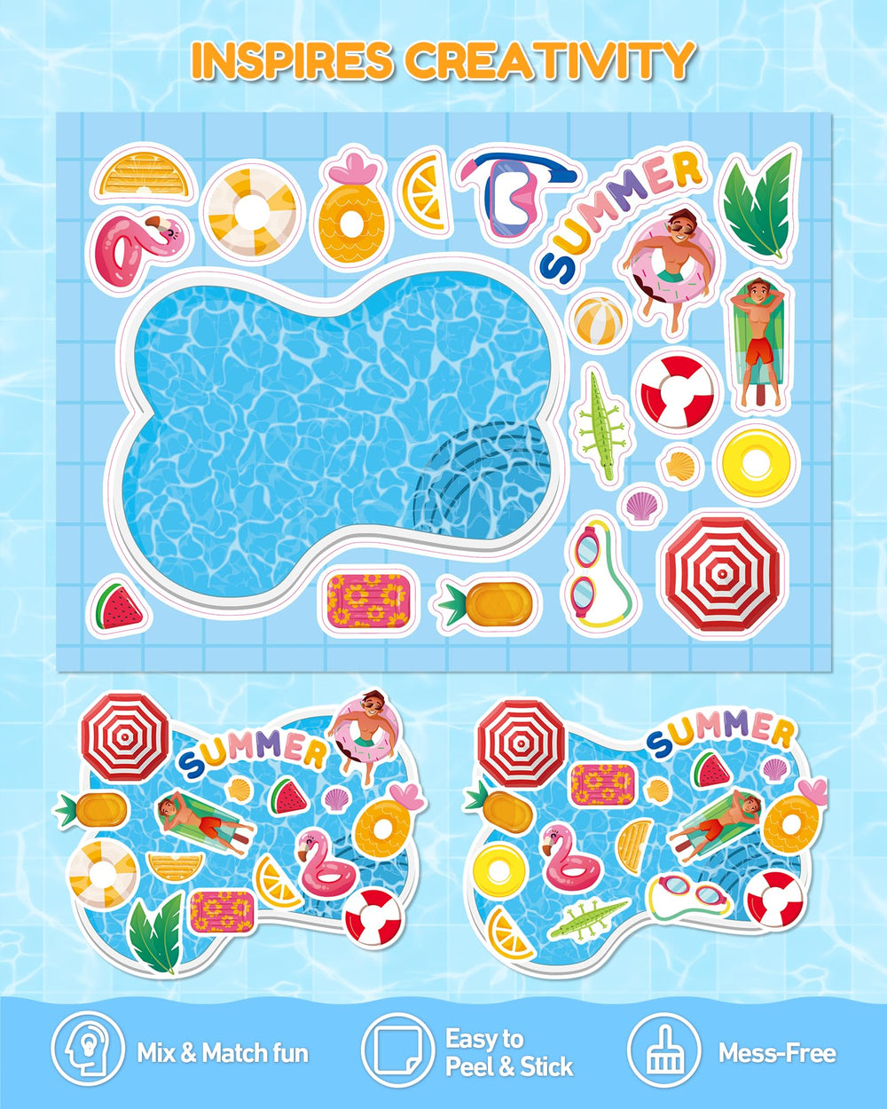 Aowplc summer pool party stickers pack for fun party favors.