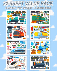 Aowplc Train Stickers mix and match wheels focus for creative locomotive designs.