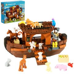 AOXEKBOLO Noah's Ark boat blocks show hull detail for creative storytelling and fine motor practice.