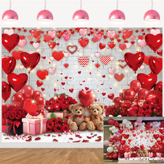 APDECCLK Valentine backdrop with white brick wall for romantic couple photography.