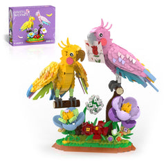 aphaio Love Birds building set with cockatiel pieces for imaginative play and display.