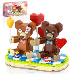aphaio Valentine’s brown bear building kit with two bears for romantic home decor