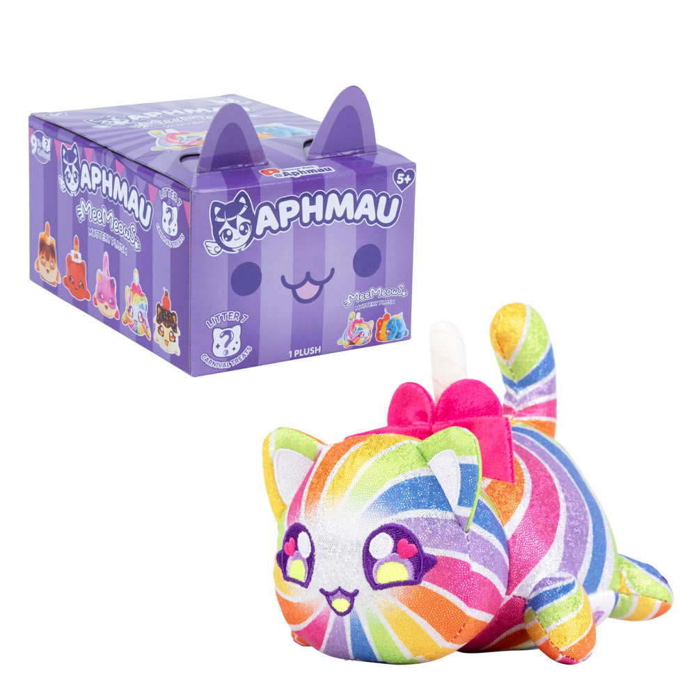 Aphmau MeeMeow Series 7 Hot Dog Cat plush for playful display.