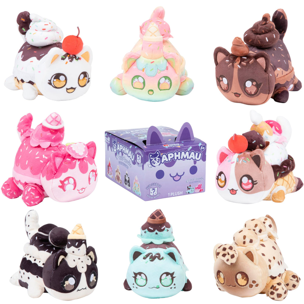 Aphmau MeeMeow Ice Cream Chocolate Cat plush ideal for cozy cuddles.