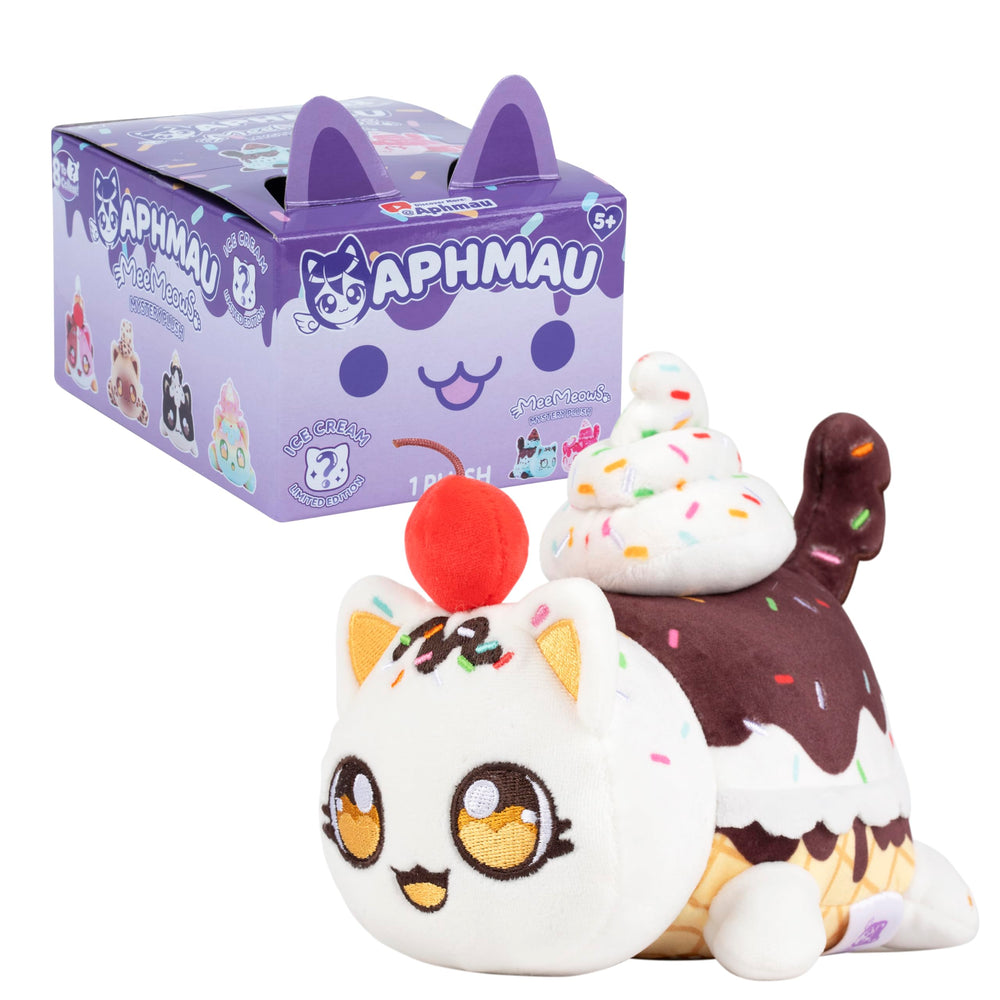 Aphmau MeeMeow Ice Cream Cookie Dough Cat plush cozy companion.