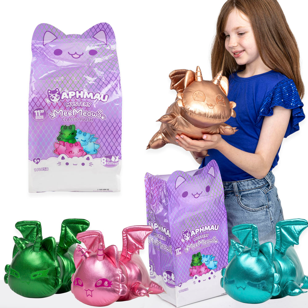Aphmau MeeMeows 11-inch Amethyst Dragon plush, a soft cuddle buddy for collectors.