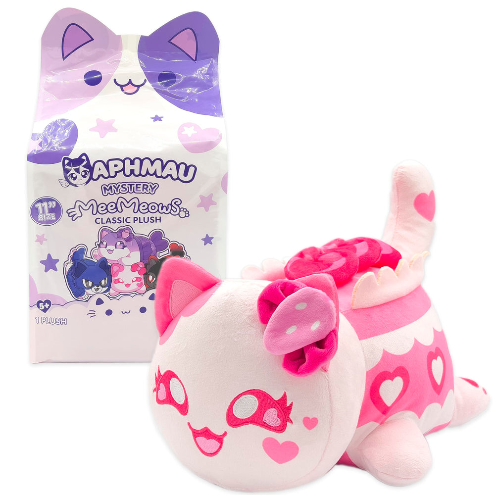 Huggable 11-inch Aphmau MeeMeows plush ready for cozy moments.