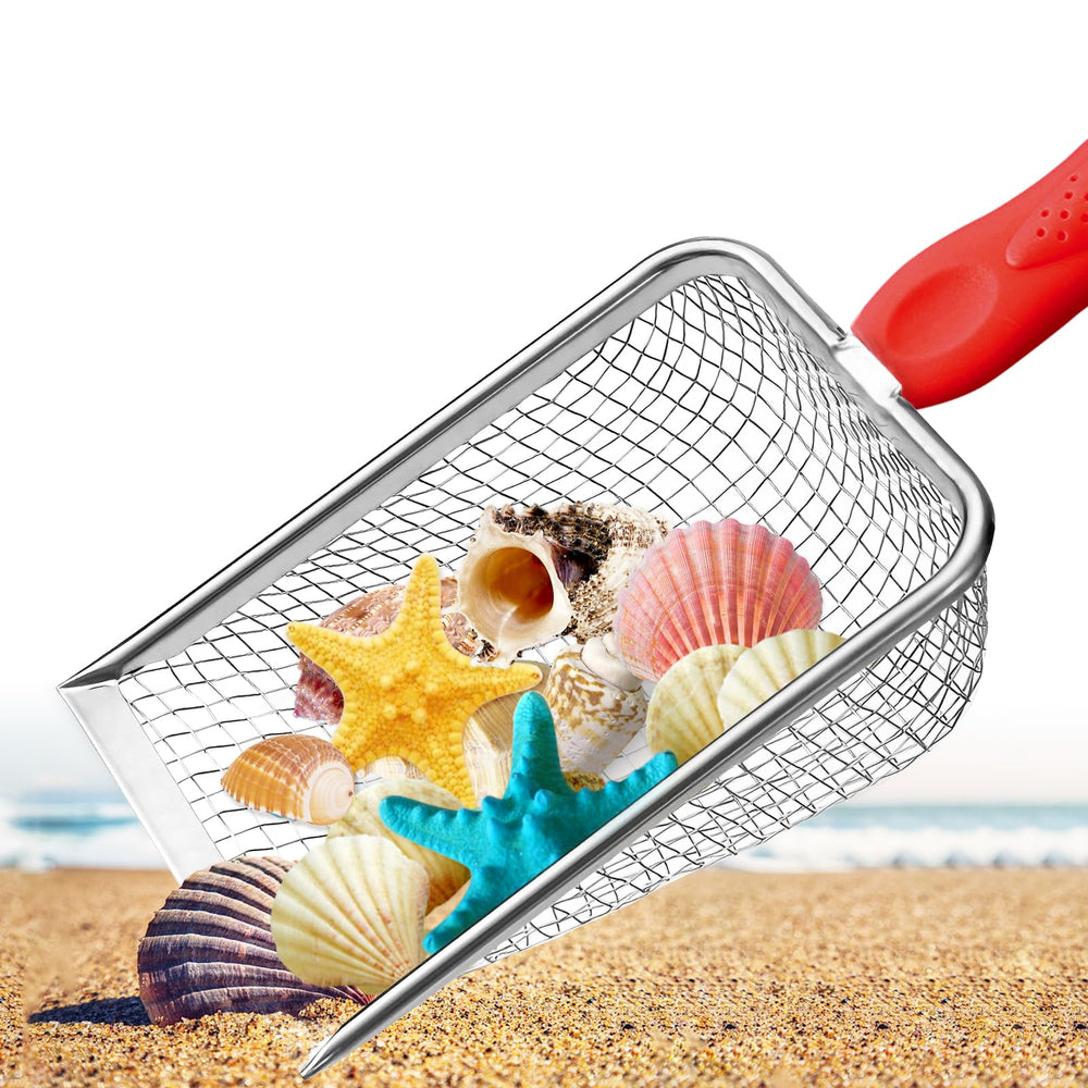 Apidgrowth Beach Mesh Shovel red with durable net for easy sand filtering