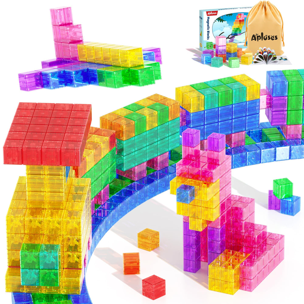 Apluses 45pcs magnetic blocks in rainbow colors ready for imaginative play and color sorting