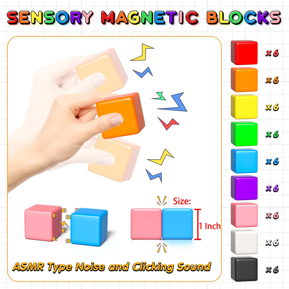 Apluses blocks in nine colors inspire creative play and color recognition.