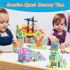 Apluses magnetic blocks with colorful pieces to spark imagination.