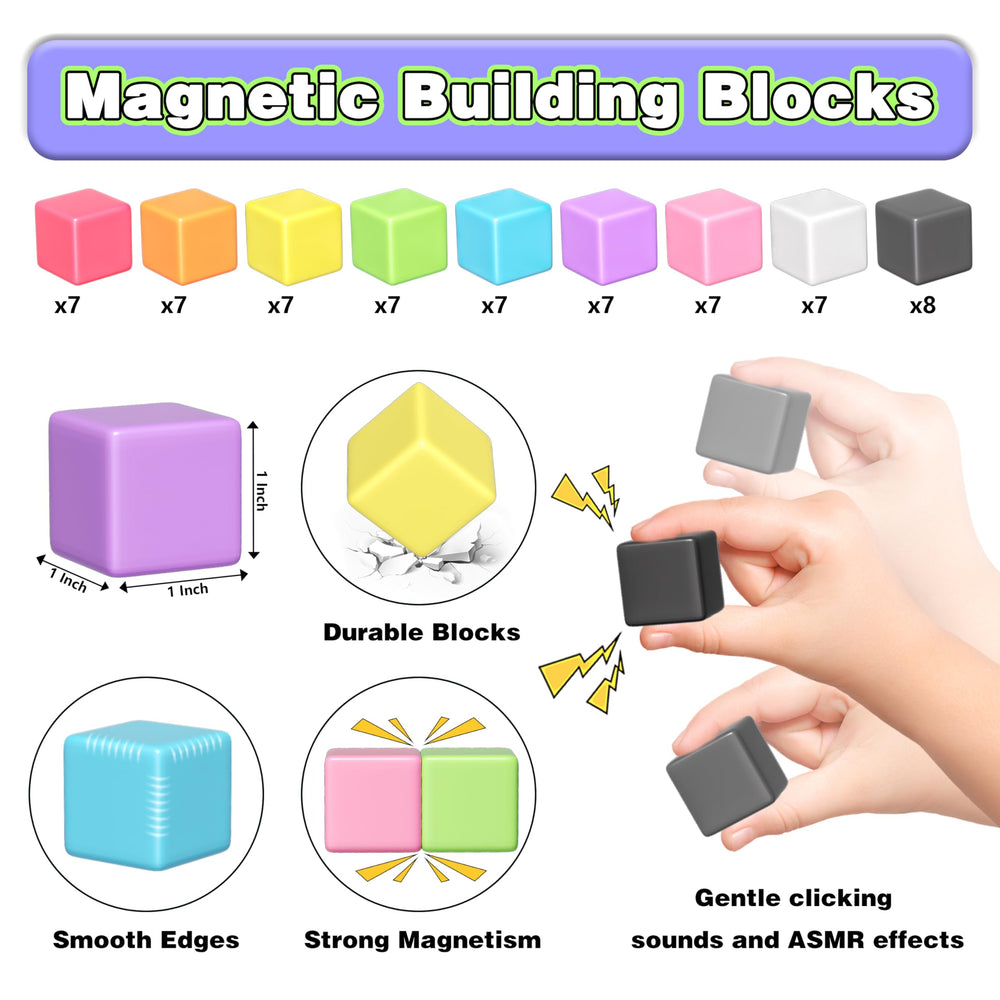 Apluses Magnetic Blocks tower-construction supports spatial thinking and concentration.