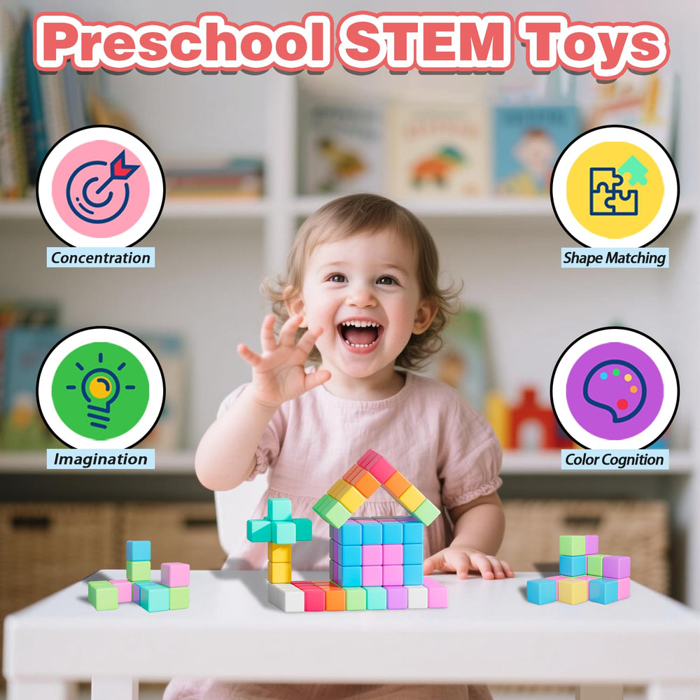 Apluses safety-first non-toxic ABS magnets promote safe, easy construction for toddlers.