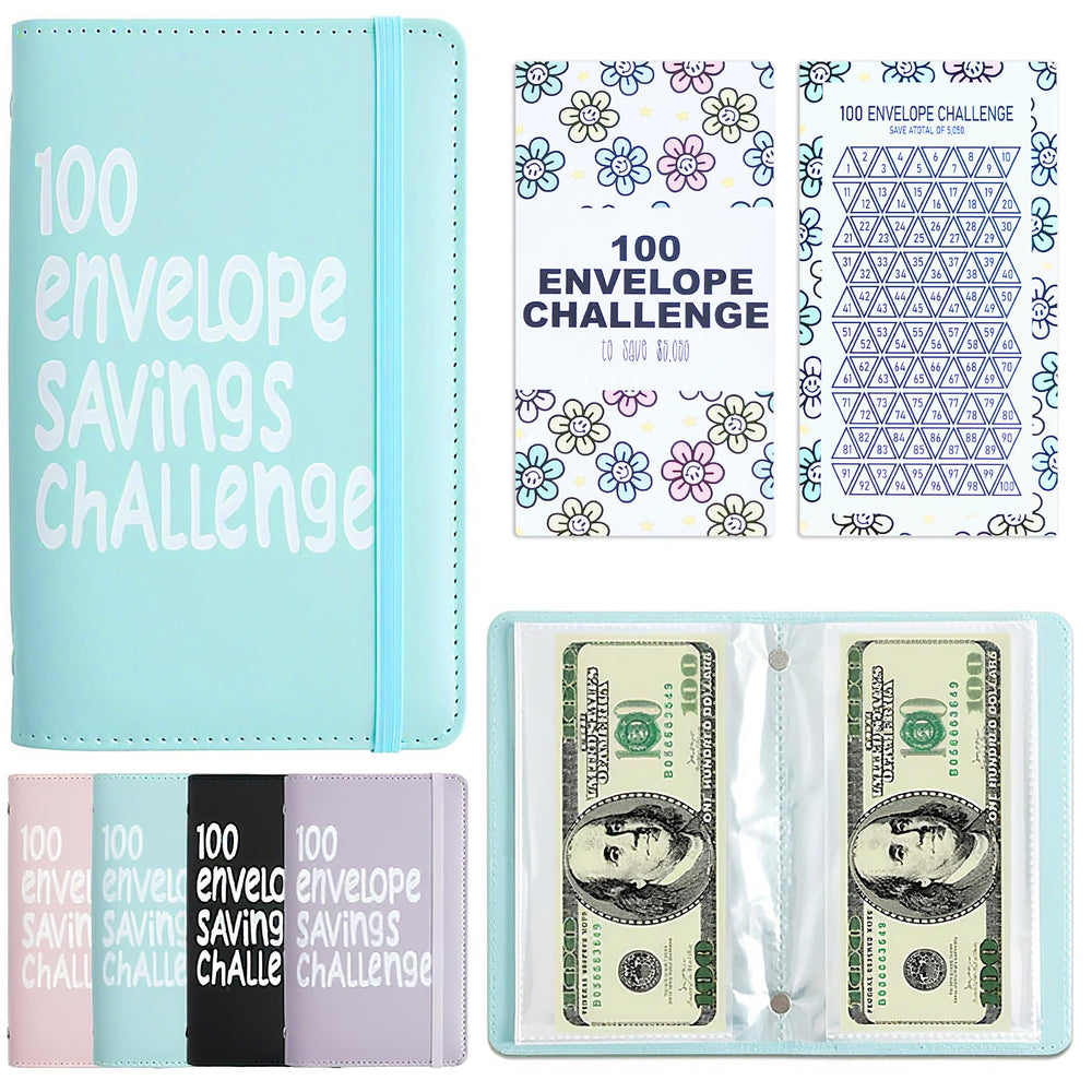 APMFHO 100 Days Savings Challenge binder cover, durable PU leather for daily use and organization.