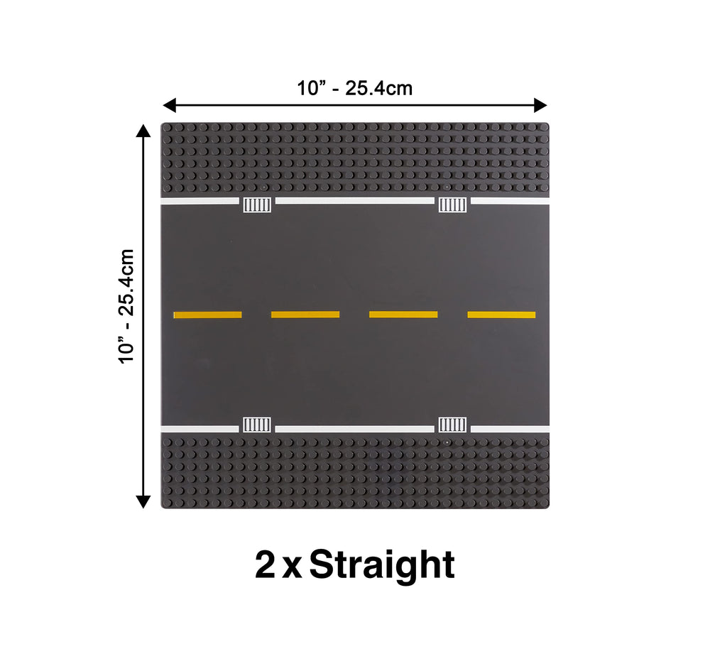 Apostrophe Games curved gray road baseplate for rounded intersections.
