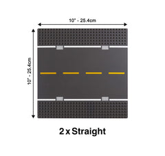 Apostrophe Games curved gray road baseplate for rounded intersections.