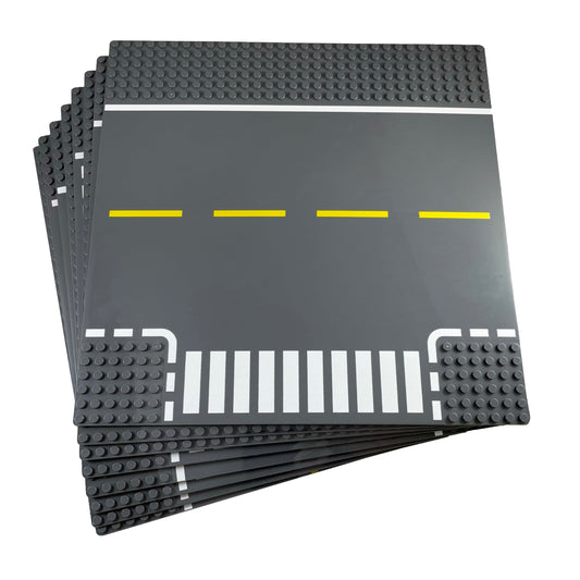 Apostrophe Games straight gray road baseplate for extendable city streets.