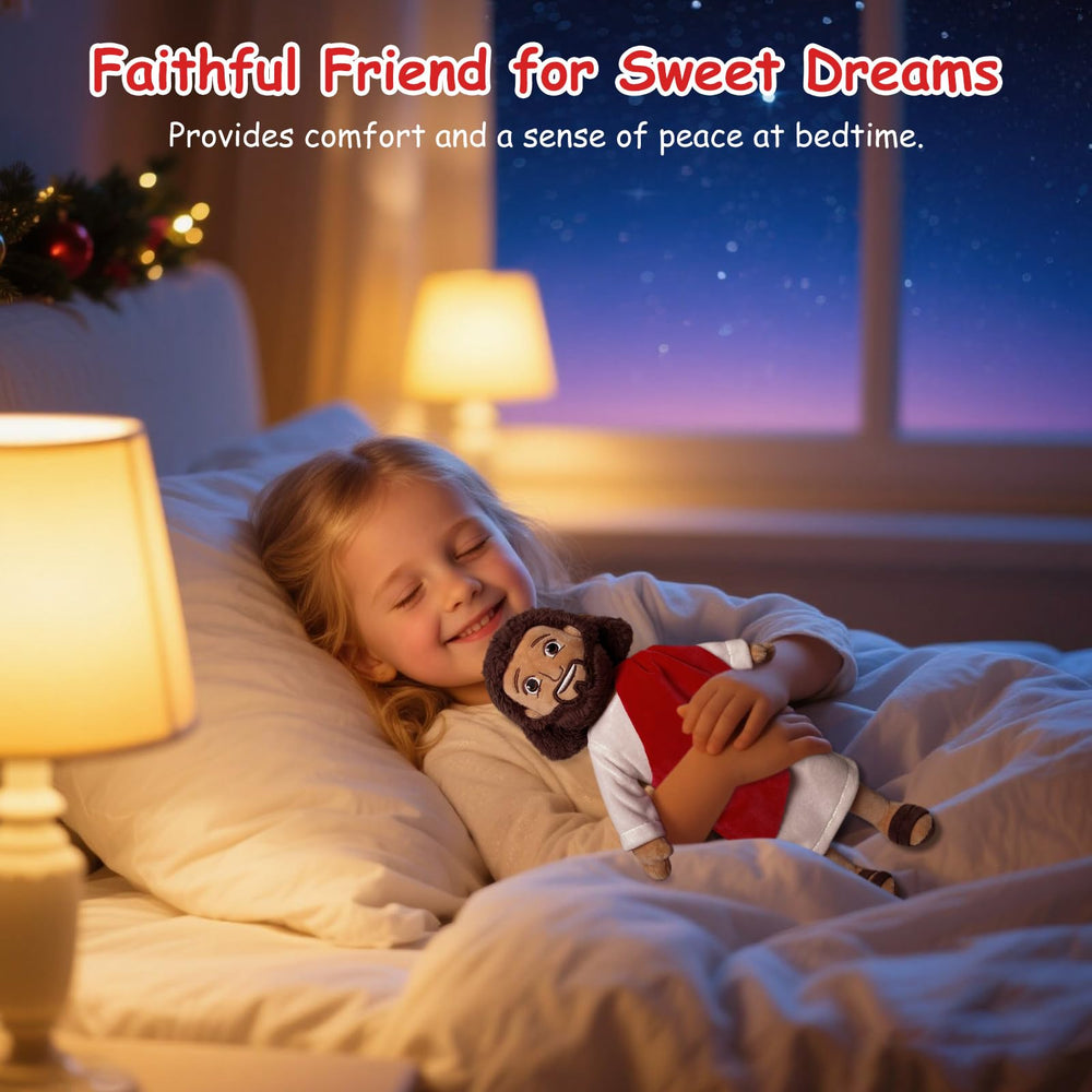 Apragaz Jesus plush doll child with doll, ideal bedtime hug and comfort.