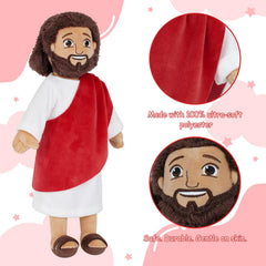 Apragaz Jesus plush doll robe detail, soft fabric with gentle colors.