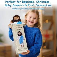 Apragaz 13-inch Jesus plush offers safe, soft cuddles for babies and kids.
