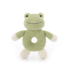 Apricot Lamb baby frog soft rattle 6 inch for newborns, gentle grip