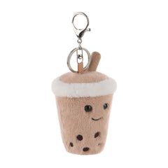 Apricot Lamb Boba Tea plush hanging view suggests cute backpack decor.
