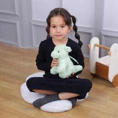 Huggable 8-inch Apricot Lamb dragon plush in hand