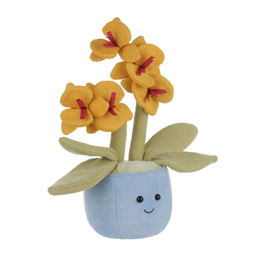 Apricot Lamb potted butterfly orchid plush close-up fabric softness.