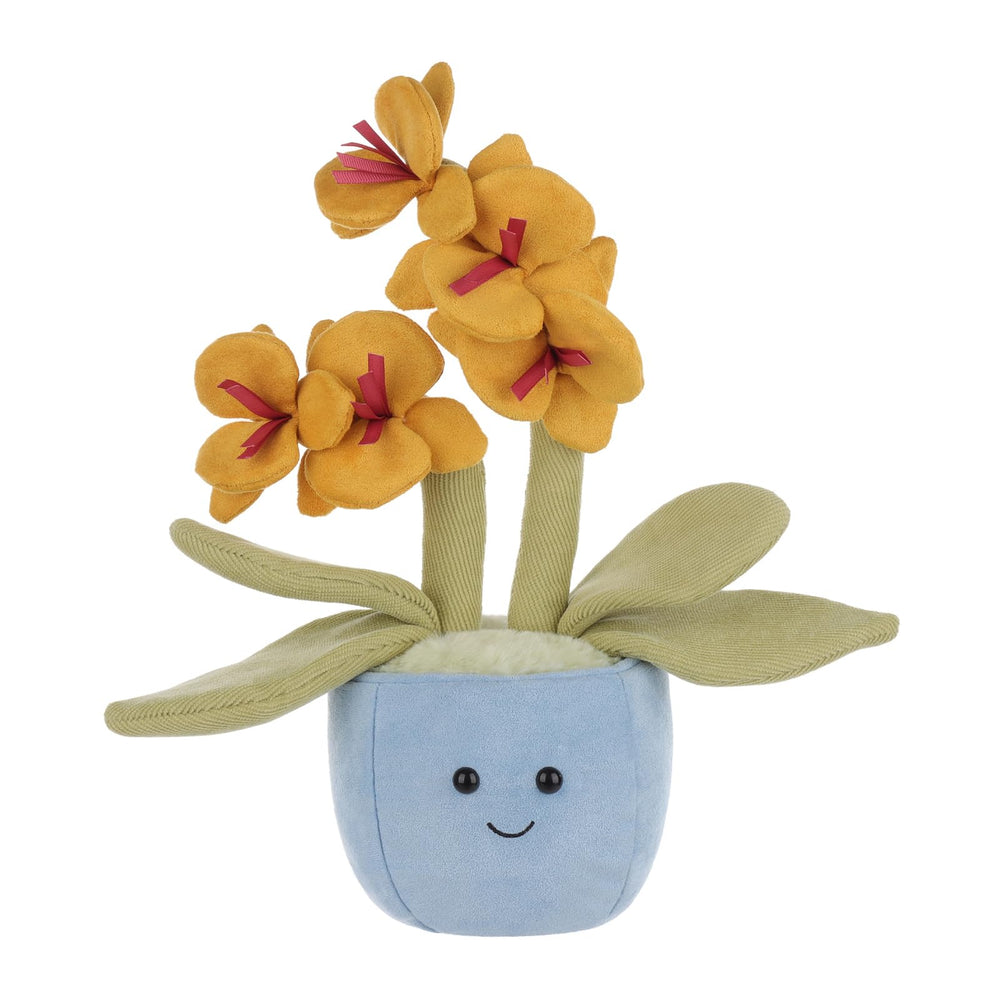 Apricot Lamb potted butterfly orchid plush front view for cozy hugs.