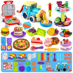 Aprilwolf 85 PCS dough set with train engine noodle playset for imaginative play