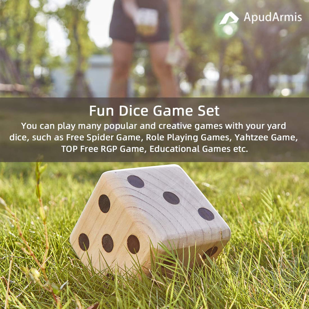 ApudArmis giant-dice-in-action: easy to learn games that spark family fun.