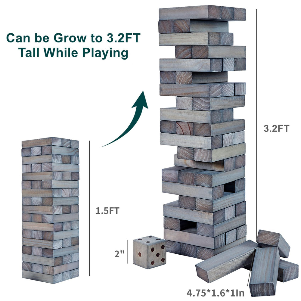 ApudArmis giant timber tower setup demonstrates scalable height for group play.