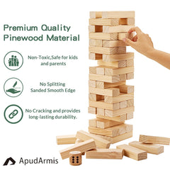 ApudArmis tumble tower dice for customizable rules and added excitement.