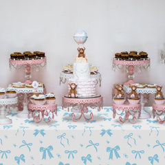 APUXXJUPA packaged blue and white bow tablecloths ready to decorate
