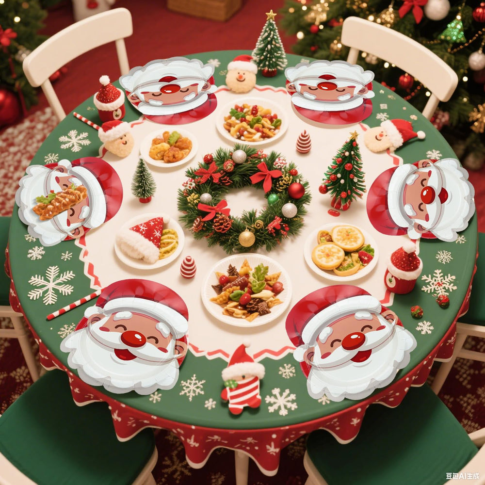 APUXXJUPA Santa-themed plates enhance winter party décor