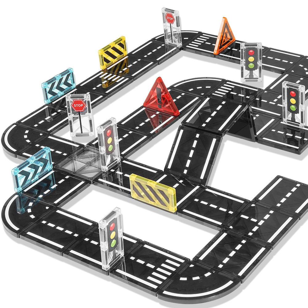 apyr aoma magnetic road tiles 48pcs in action that sparks creative road layouts