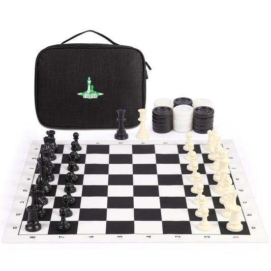 APYR AOMA travel chess set on a 20-inch silicone board ready for play.