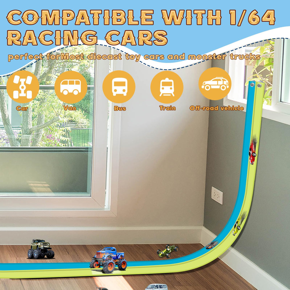 AQFR Flex Tracks compatible with diecast 1/64 cars for diverse racing
